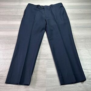 Pronto Uomo Platinum Pants Mens 36x28 Navy Wool Dress Slacks Trousers Office